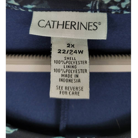 Catherines Colors of Blue Lined With Sheer Long Sleeve Blouse 22/24 2X - Picture 4 of 5